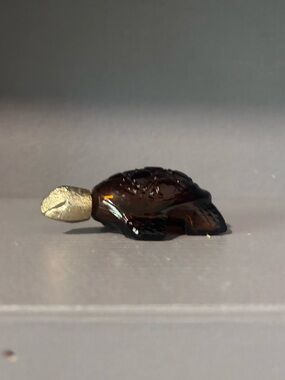 Avon Brown and Gold Glass Turtle Figurine